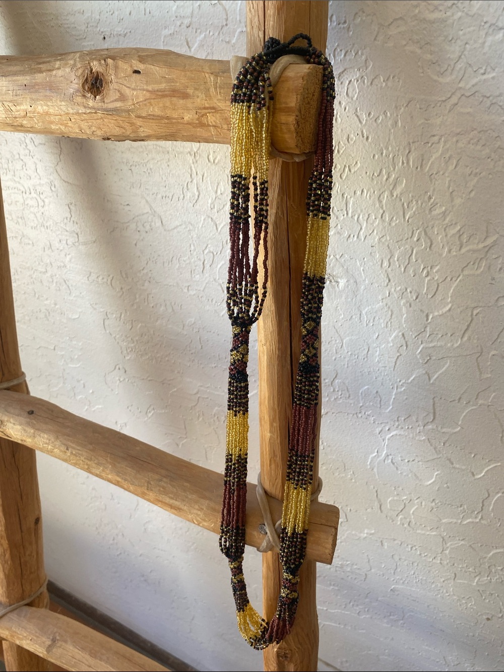 Multistrand Seed Bead Necklace in Yellow and Brown